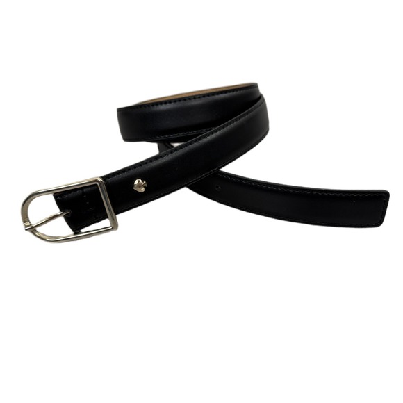 Kate Spade Belt Womens L/XL Black Siver Buckle Stitched Edge 3/4in Designer EUC main image 7